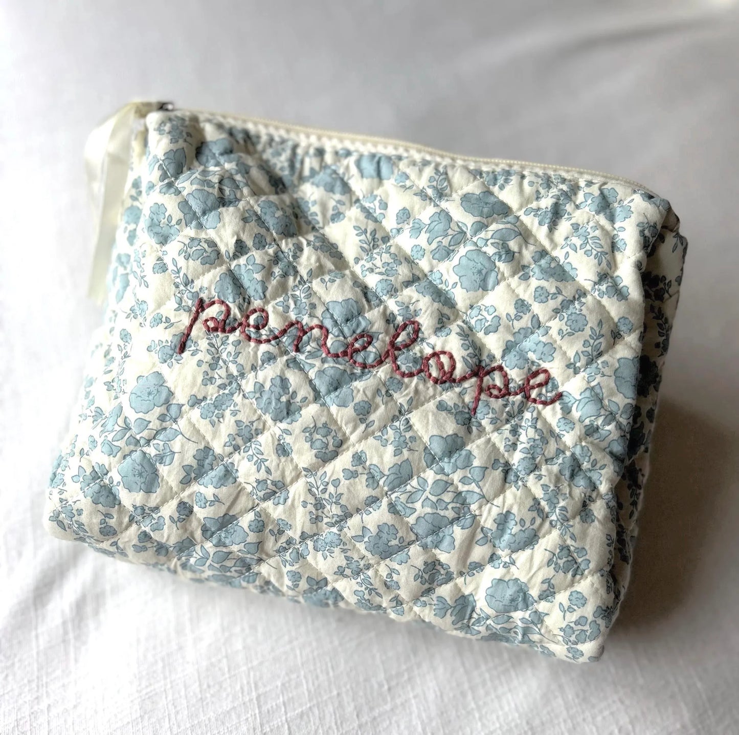 Embroidered Floral Cotton Pouch